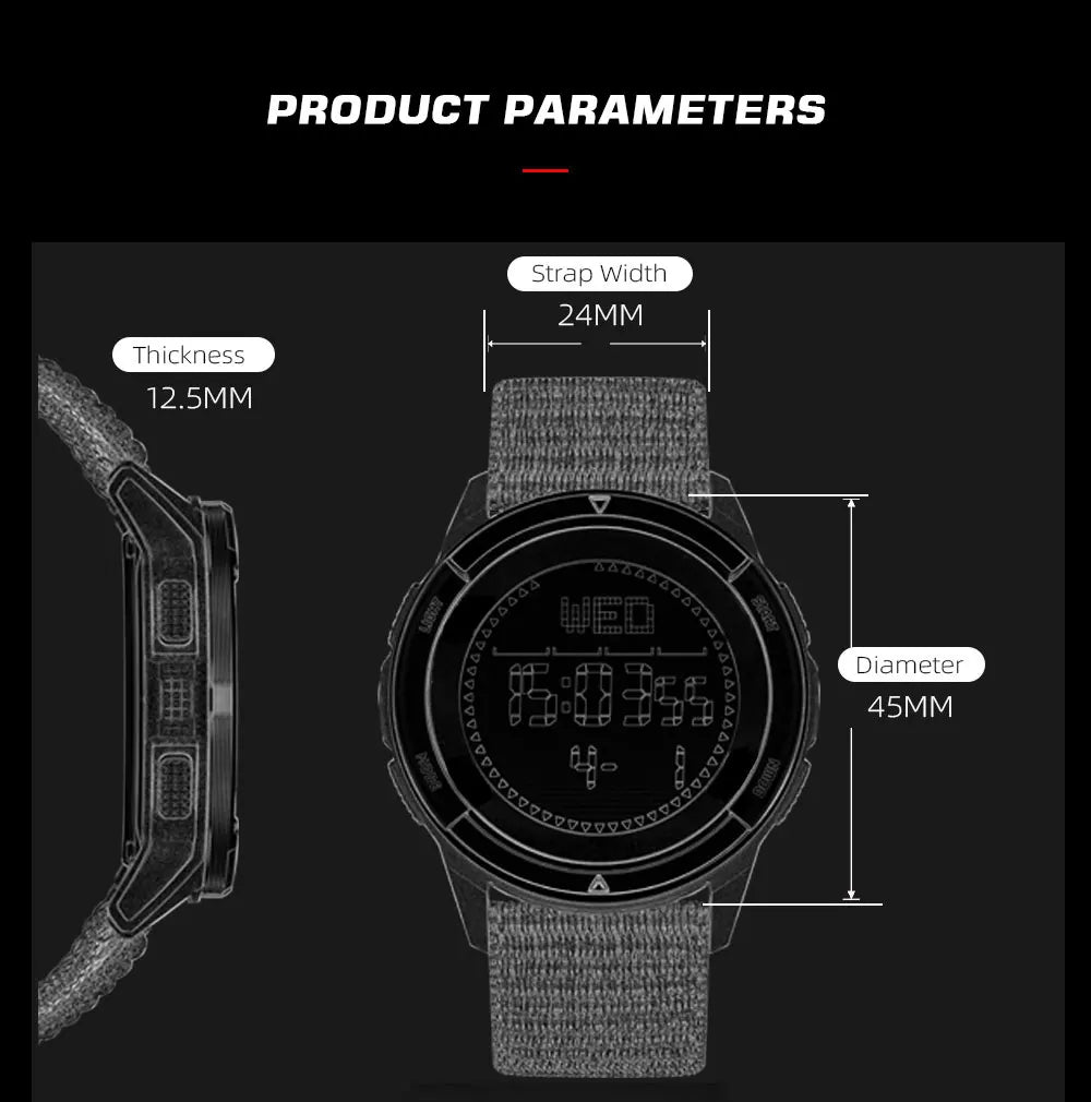 Montre Militaire NORTH EDGE ALPS - Fibre de Carbone, Ultra-Légère, Boussole, Étanche 50M, Résistante aux Chocs