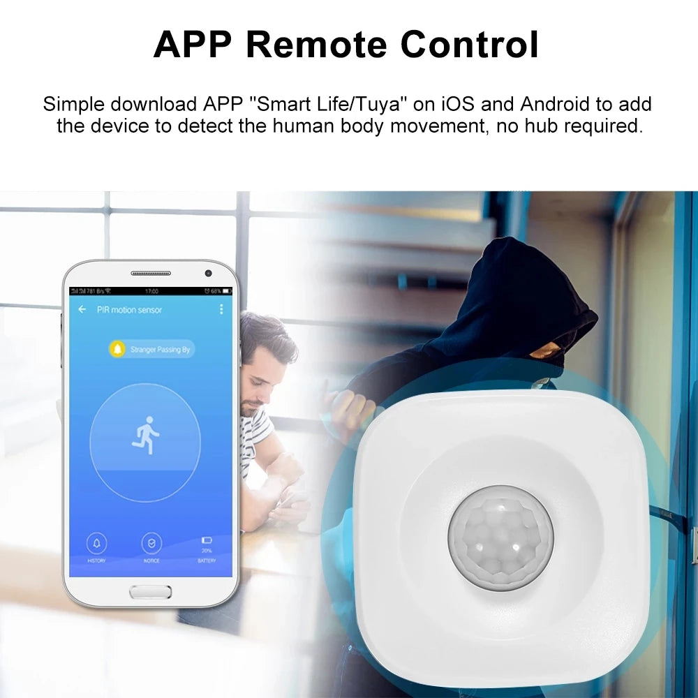 Capteur de Mouvement PIR Tuya ZigBee/WiFi - Détecteur Infrarouge Sans Fil, Alarme de Sécurité, Compatible Smart Life & Alexa