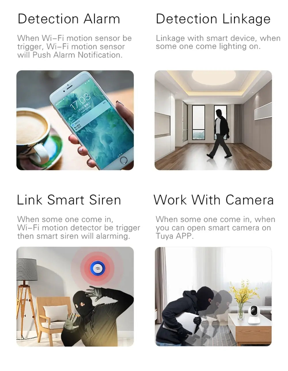 Capteur de Mouvement PIR Tuya ZigBee/WiFi - Détecteur Infrarouge Sans Fil, Alarme de Sécurité, Compatible Smart Life & Alexa