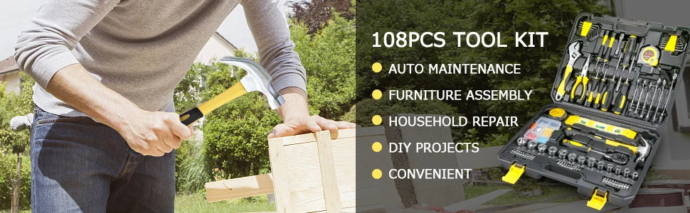 Acmount Kit d'Outils 140 Pièces – Boîte à Outils Complète pour Maison, Moto & Voiture