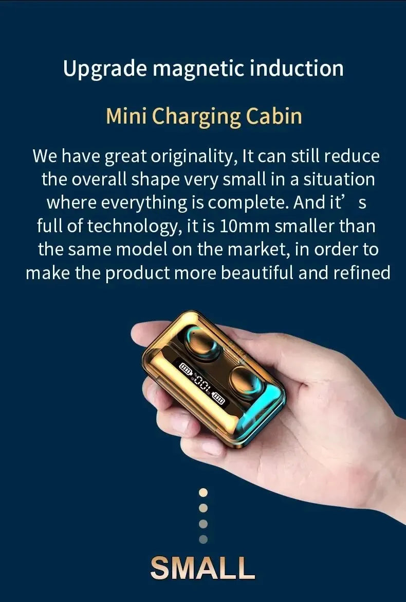 Écouteurs Sans Fil Bluetooth F9 - TWS Étanches, Affichage Digital, Boîtier de Charge Grande Capacité