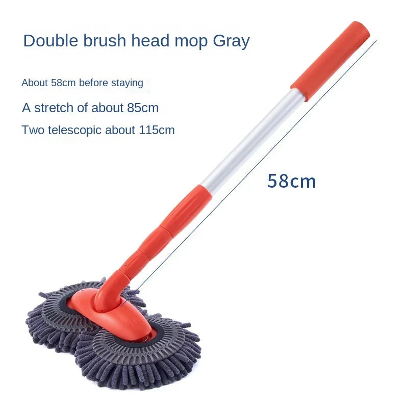 Balai de Lavage Voiture – Télescopique, Rotatif, Double Tête & Double Couche