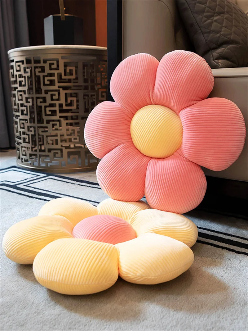 Coussin Fleur en Peluche - Décoration Féminine, Coussin de Siège en Forme de Fleur, Chambre d’Enfant, Salon & Baie Vitrée