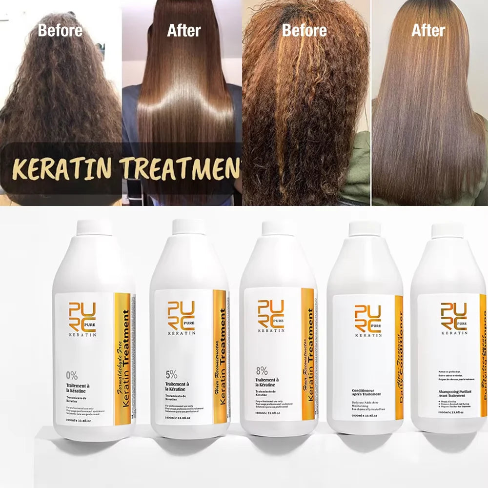 Traitement Lissage à la Kératine – 0%/5%/8%/12% – Soin Lissant & Réparateur (1000ml)