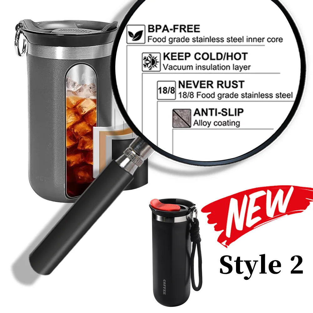Bouteille Isotherme en Acier Inoxydable - Mug Thermique, Thermos pour Café, Eau & Boissons Chaudes/Froides, Anti-Fuite