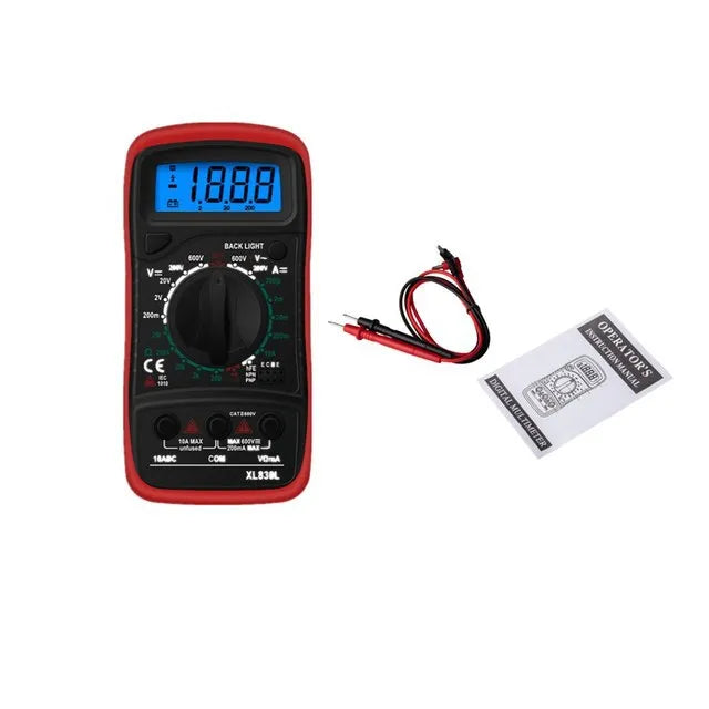 Multimètre numérique portable - LCD rétroéclairé - Testeur AC/DC, Volt, Ohm, Ampère - Neuf
