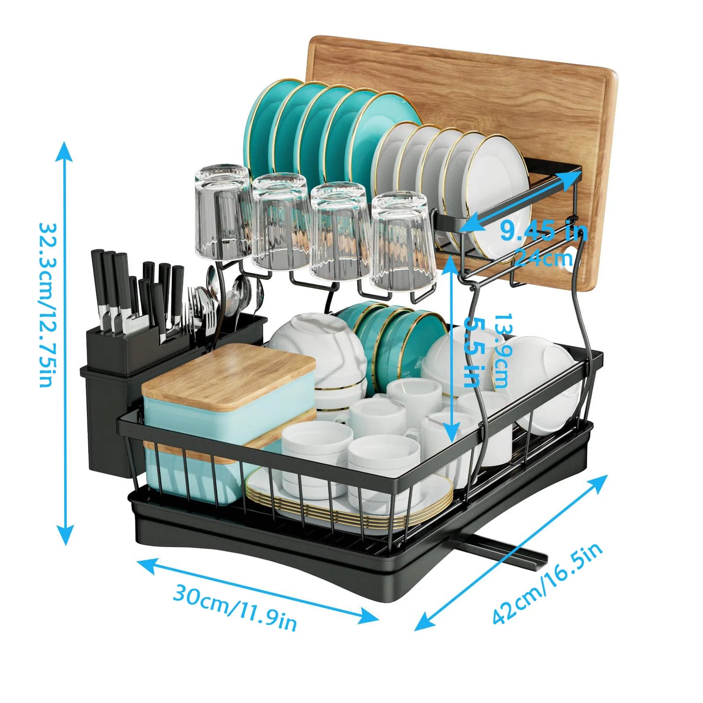 Égouttoir à Vaisselle 2 Niveaux – Grande Capacité, Amovible, Idéal pour Cuisine