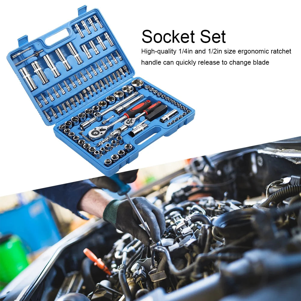 Coffret Clés à Cliquet & Douilles 108 Pièces – Outils de Réparation Auto & Bricolage !