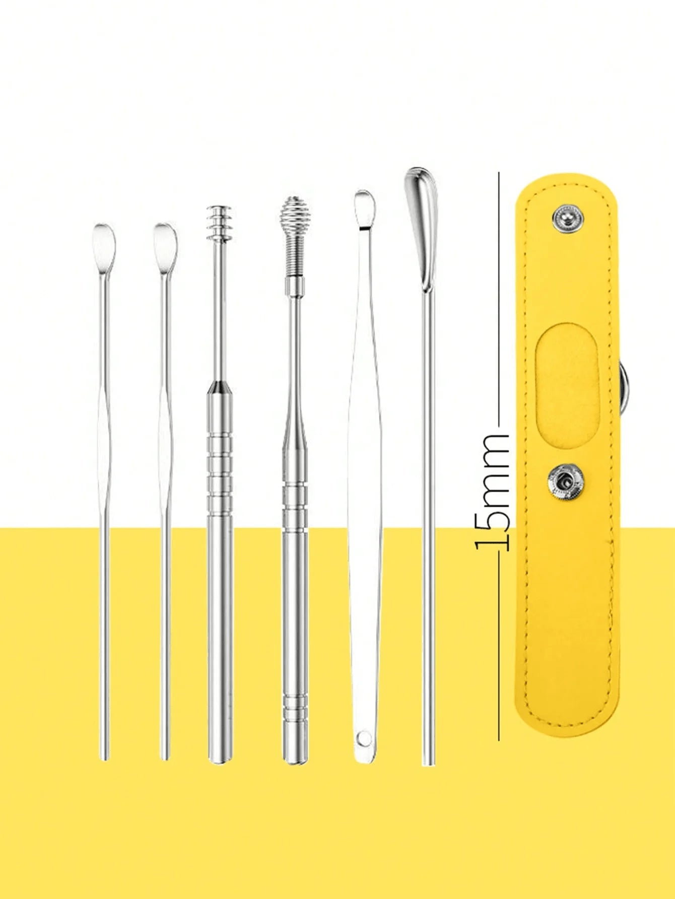 Kit de Nettoyage des Oreilles en Acier Inoxydable – Cure-Oreilles avec Étui de Rangement