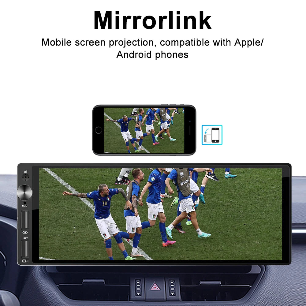 Autoradio 1DIN avec Écran IPS 6.9" - CarPlay & Android Auto, Bluetooth, USB, MP5, Stéréo Multimédia