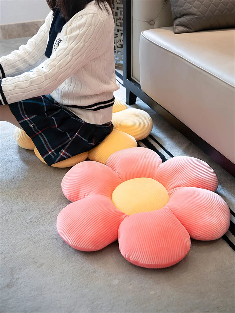 Coussin Fleur en Peluche - Décoration Féminine, Coussin de Siège en Forme de Fleur, Chambre d’Enfant, Salon & Baie Vitrée