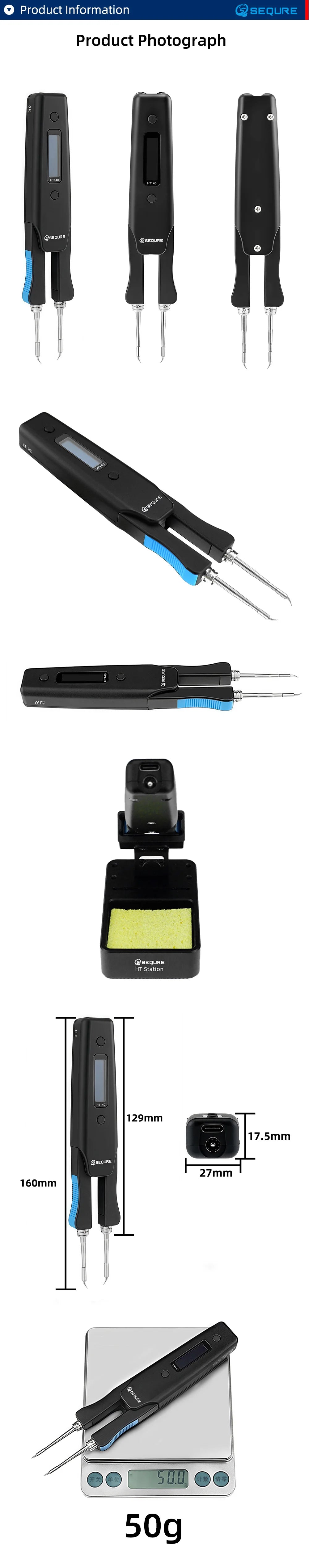 SEQURE HT140 2-en-1 – Pince Chauffante & Fer à Souder Portable, Compatible C210