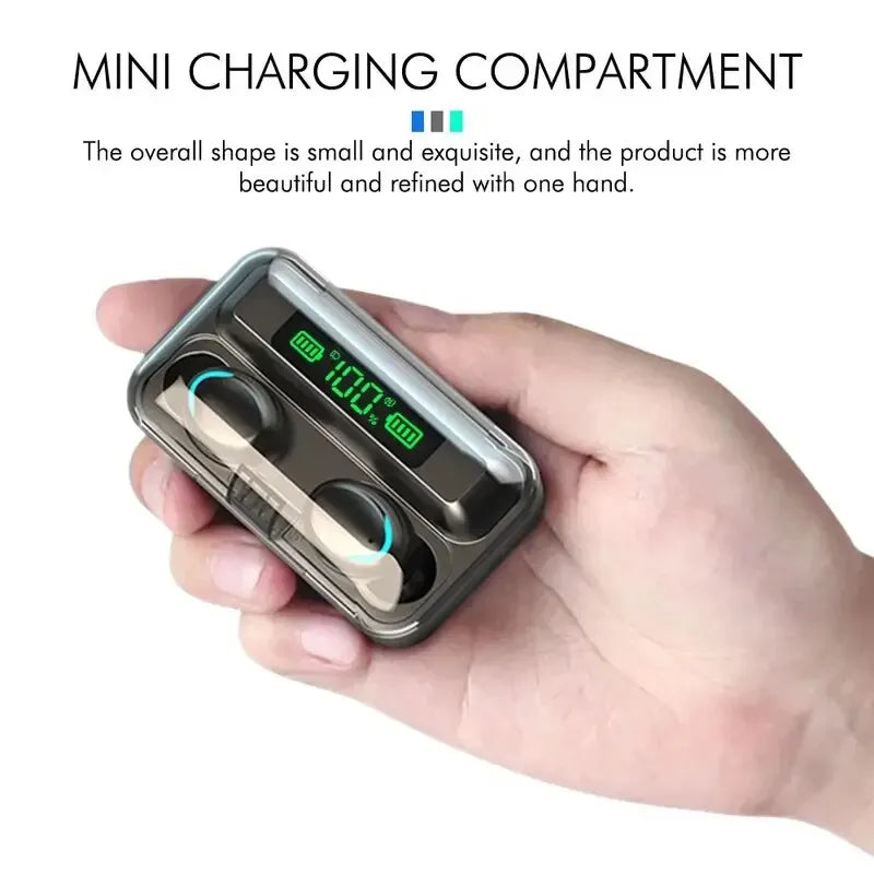 Écouteurs Sans Fil Bluetooth F9 - TWS Étanches, Affichage Digital, Boîtier de Charge Grande Capacité