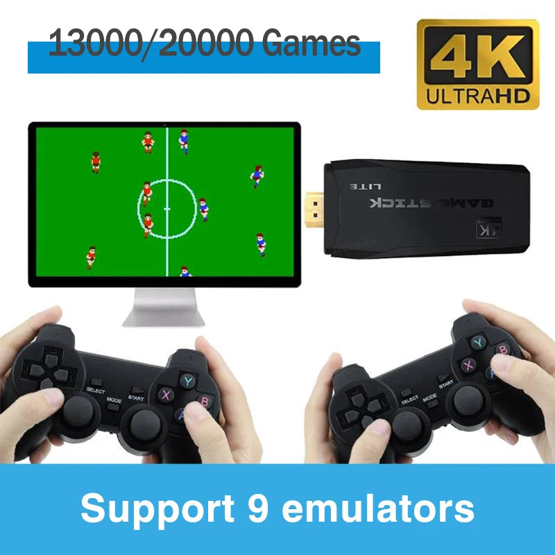 Console de Jeu Rétro 4K HD avec 20 000 Jeux Intégrés - Manettes Sans Fil, Stick TV HDMI, Mini Console Portable