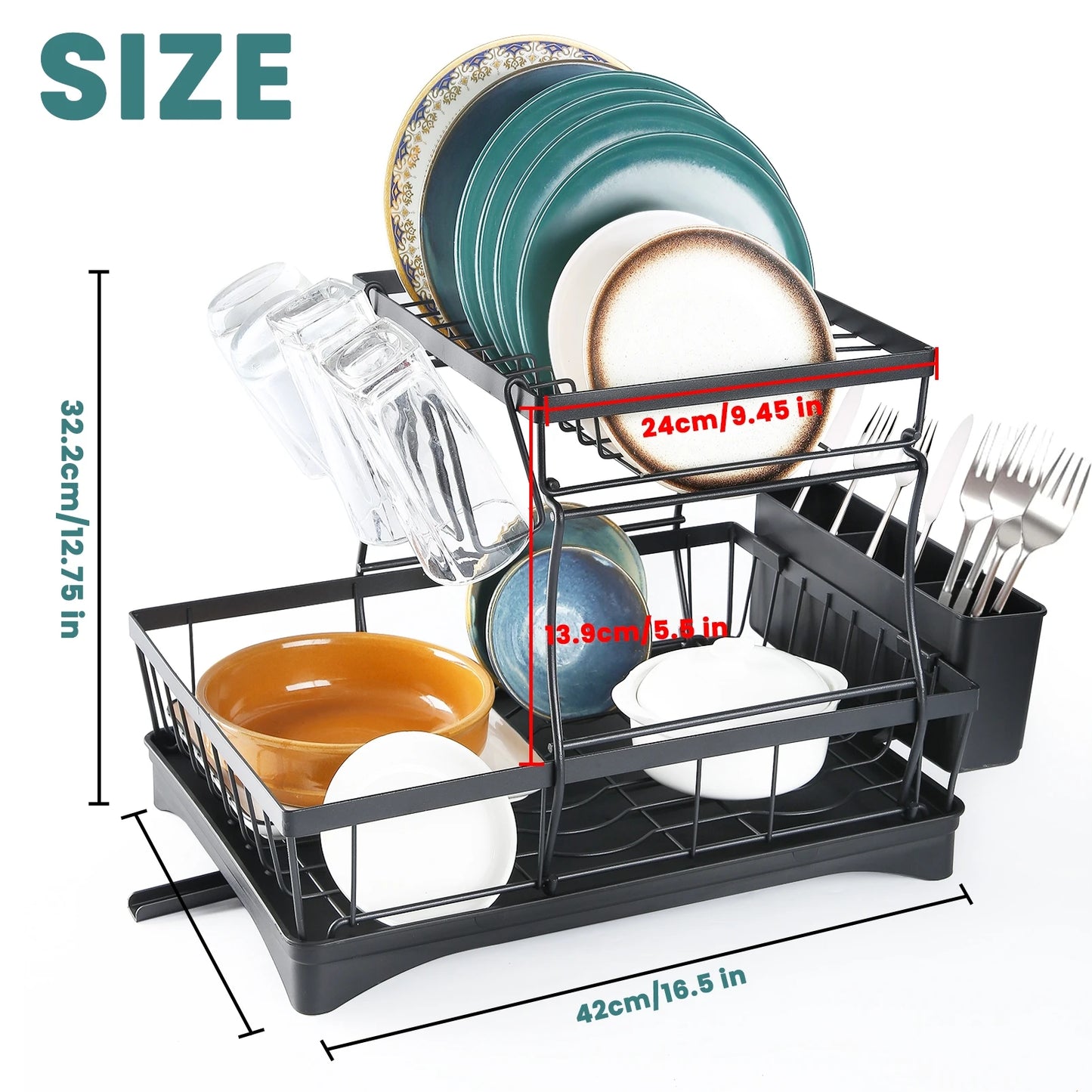 Égouttoir à Vaisselle 2 Niveaux – Grande Capacité, Amovible, Idéal pour Cuisine