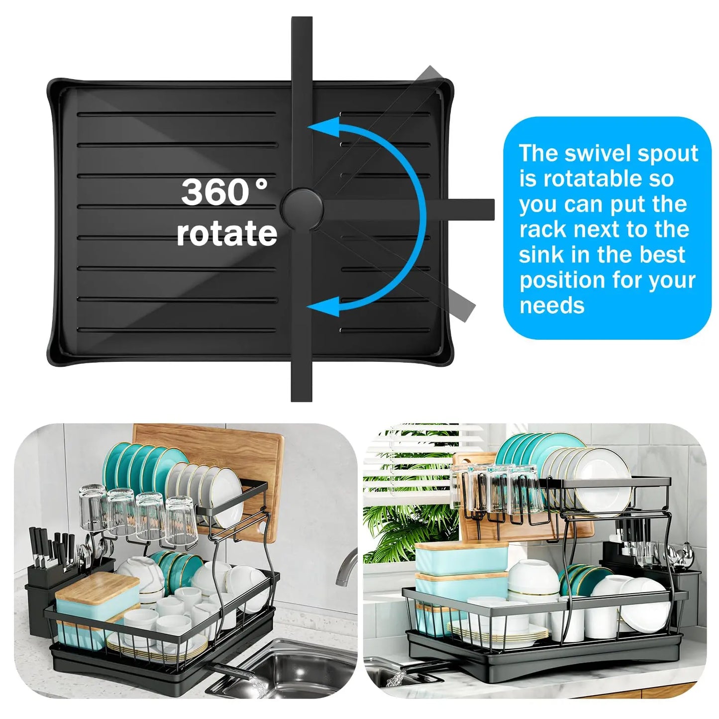 Égouttoir à Vaisselle 2 Niveaux – Grande Capacité, Amovible, Idéal pour Cuisine