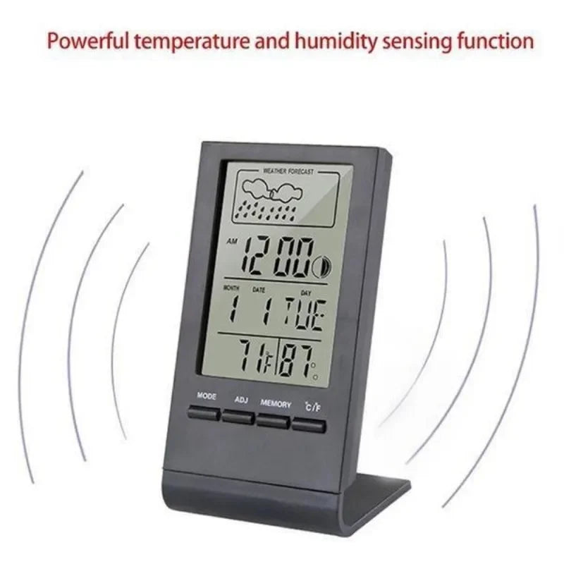 Horloge Numérique LED Multifonction - Thermomètre, Hygromètre, Réveil, Station Météo Intérieure/Extérieure