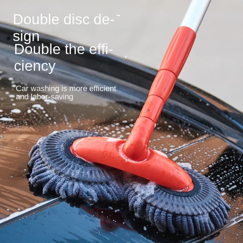 Balai de Lavage Voiture – Télescopique, Rotatif, Double Tête & Double Couche