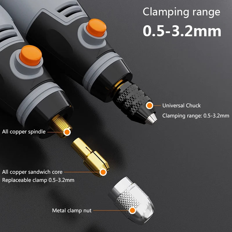 Mini Outil Rotatif Sans Fil 35W – USB Rechargeable, 3 Vitesses, Perçage & Gravure
