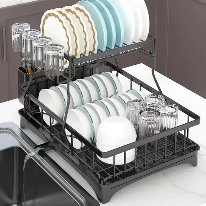 Égouttoir à Vaisselle 2 Niveaux – Grande Capacité, Amovible, Idéal pour Cuisine