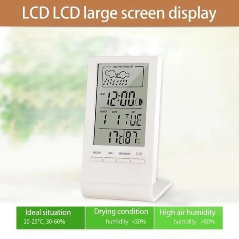 Horloge Numérique LED Multifonction - Thermomètre, Hygromètre, Réveil, Station Météo Intérieure/Extérieure