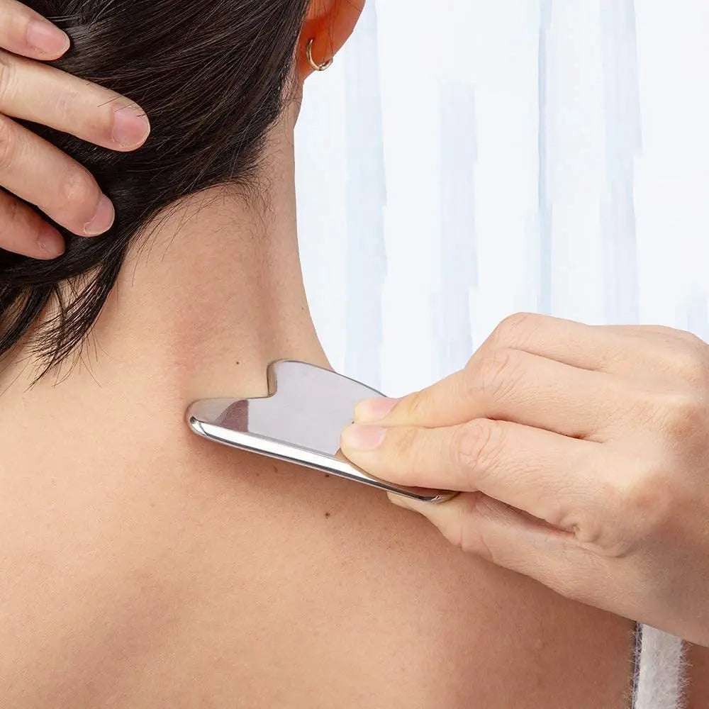 Gua Sha en Acier Inoxydable – Massage Visage, Cou & Corps