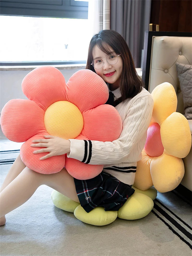Coussin Fleur en Peluche - Décoration Féminine, Coussin de Siège en Forme de Fleur, Chambre d’Enfant, Salon & Baie Vitrée