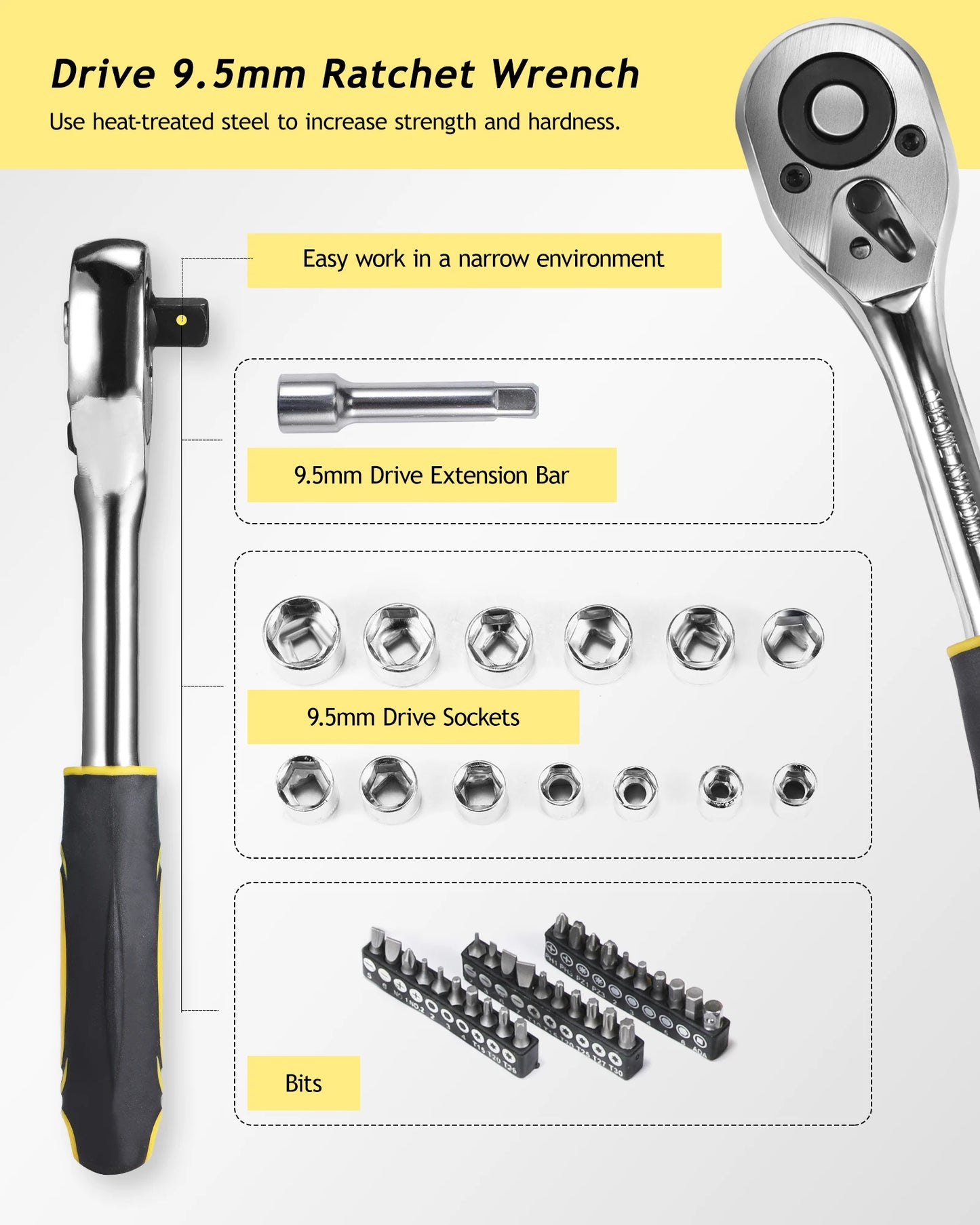 Acmount Kit d'Outils 140 Pièces – Boîte à Outils Complète pour Maison, Moto & Voiture