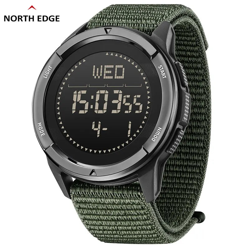 Montre Militaire NORTH EDGE ALPS - Fibre de Carbone, Ultra-Légère, Boussole, Étanche 50M, Résistante aux Chocs