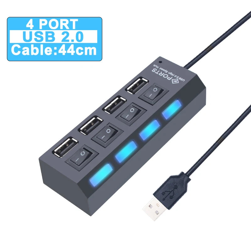 Hub USB 3.0 – Multiprise USB avec 4/7 Ports, Switch Individuel & Alimentation