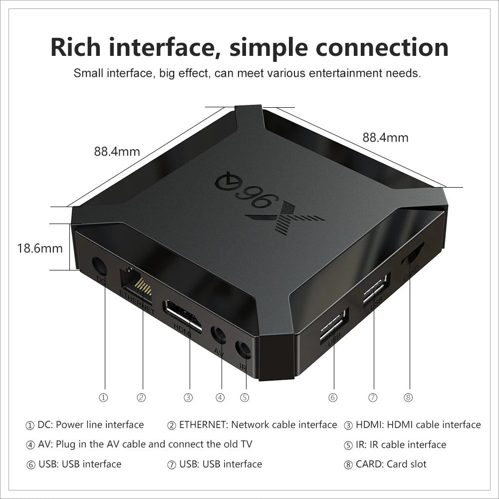 X96Q Android 10.0 Smart TV Box - 2GB RAM, 16GB ROM, Allwinner H313 Quad-Core, 4K Ultra HD, Streaming Rapide