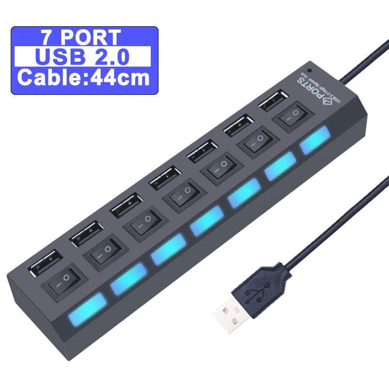 Hub USB 3.0 – Multiprise USB avec 4/7 Ports, Switch Individuel & Alimentation