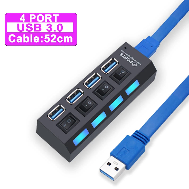 Hub USB 3.0 – Multiprise USB avec 4/7 Ports, Switch Individuel & Alimentation