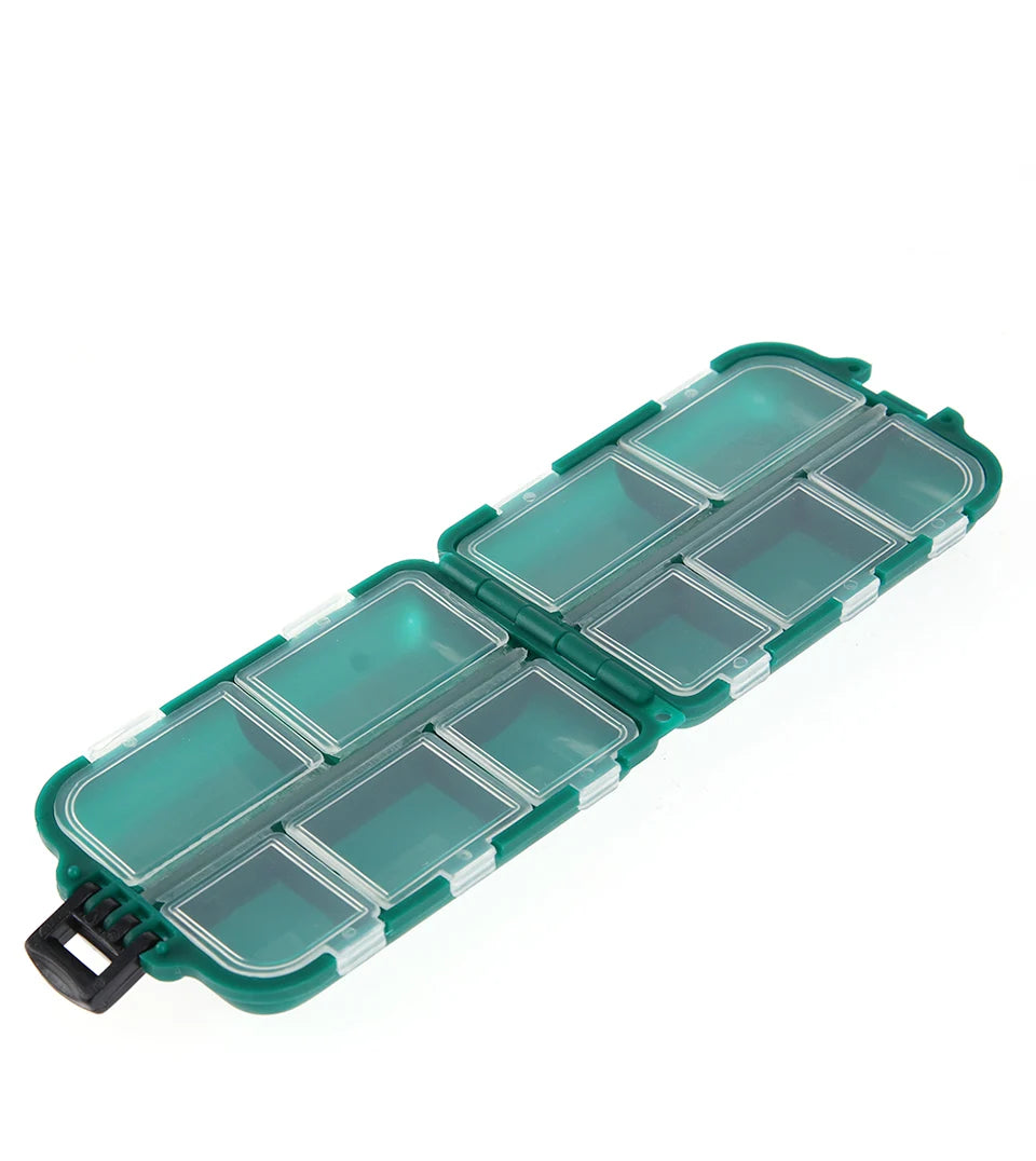 Boîte de Rangement de Pêche - 10 Compartiments, Étanche, Organisateur d’Appâts, Hameçons & Accessoires