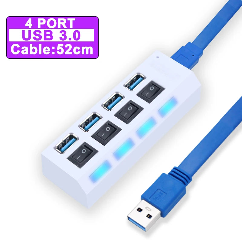 Hub USB 3.0 – Multiprise USB avec 4/7 Ports, Switch Individuel & Alimentation