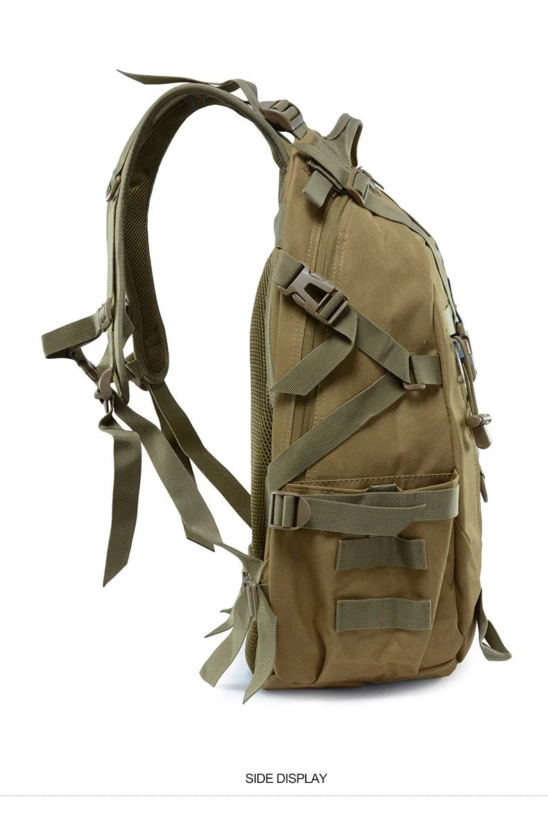 Sac à Dos Tactique 40L - Randonnée, Camping, Trekking, Pêche & Activités Outdoor, Système MOLLE & Réfléchissant