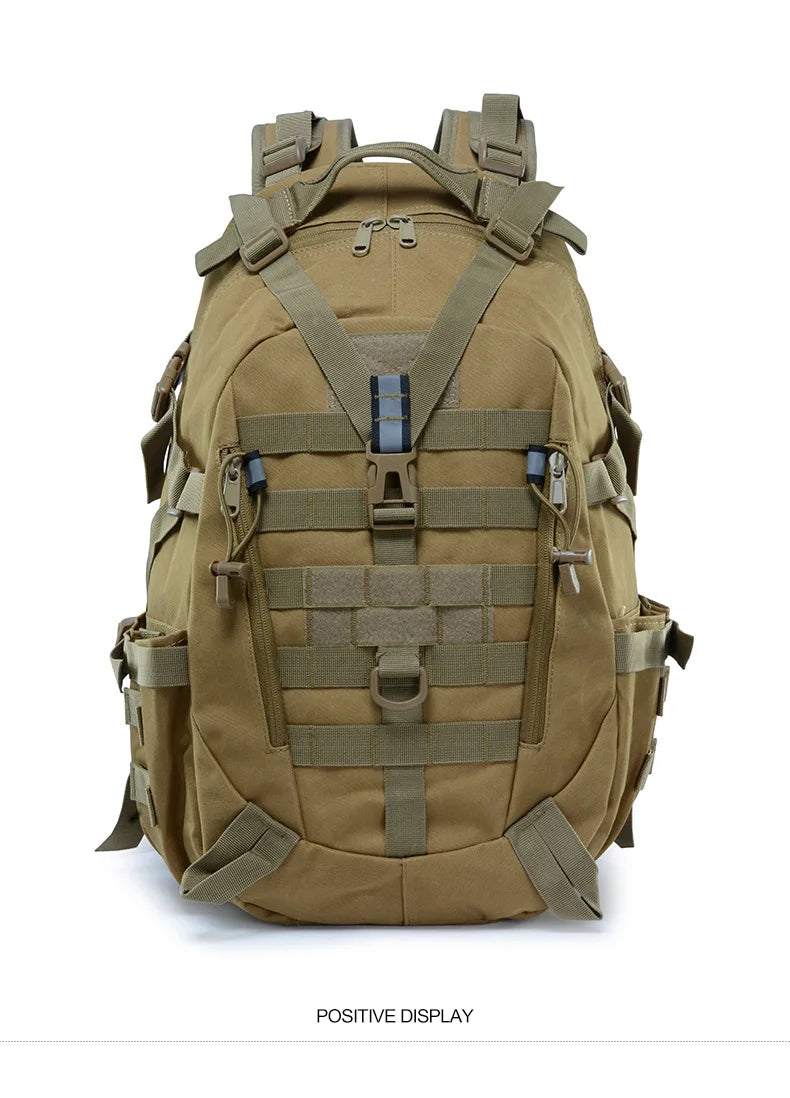 Sac à Dos Tactique 40L - Randonnée, Camping, Trekking, Pêche & Activités Outdoor, Système MOLLE & Réfléchissant