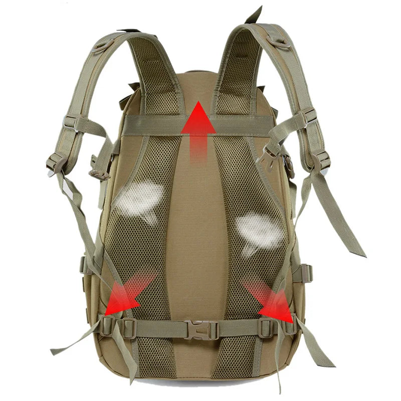 Sac à Dos Tactique 40L - Randonnée, Camping, Trekking, Pêche & Activités Outdoor, Système MOLLE & Réfléchissant