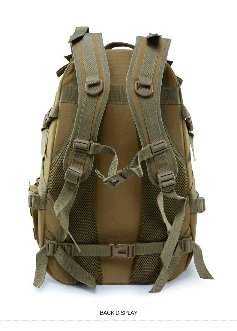 Sac à Dos Tactique 40L - Randonnée, Camping, Trekking, Pêche & Activités Outdoor, Système MOLLE & Réfléchissant