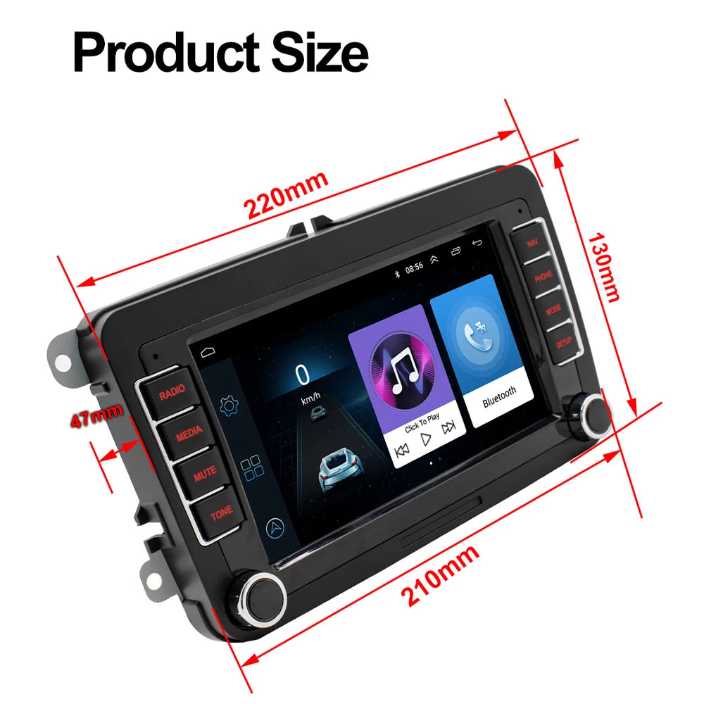 Autoradio 2 DIN Android 11 - Écran Multimédia GPS, WiFi, CarPlay, Compatible Volkswagen, Skoda, Octavia, Golf 5/6, Touran, Passat, Polo, Jetta