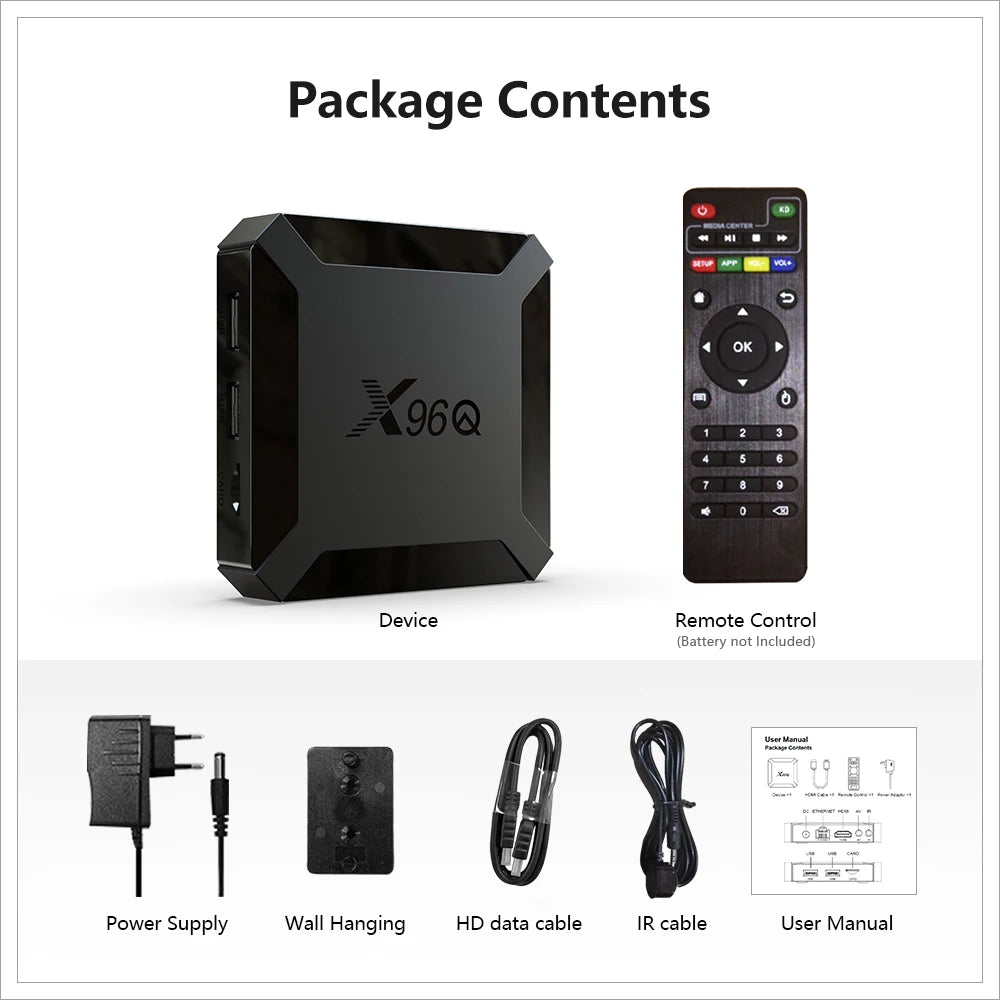 X96Q Android 10.0 Smart TV Box - 2GB RAM, 16GB ROM, Allwinner H313 Quad-Core, 4K Ultra HD, Streaming Rapide