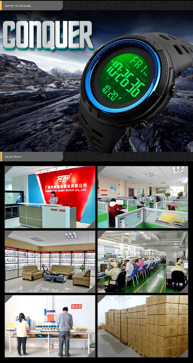 Montre Sport Homme SKMEI – Étanche, LED, Multifonction
