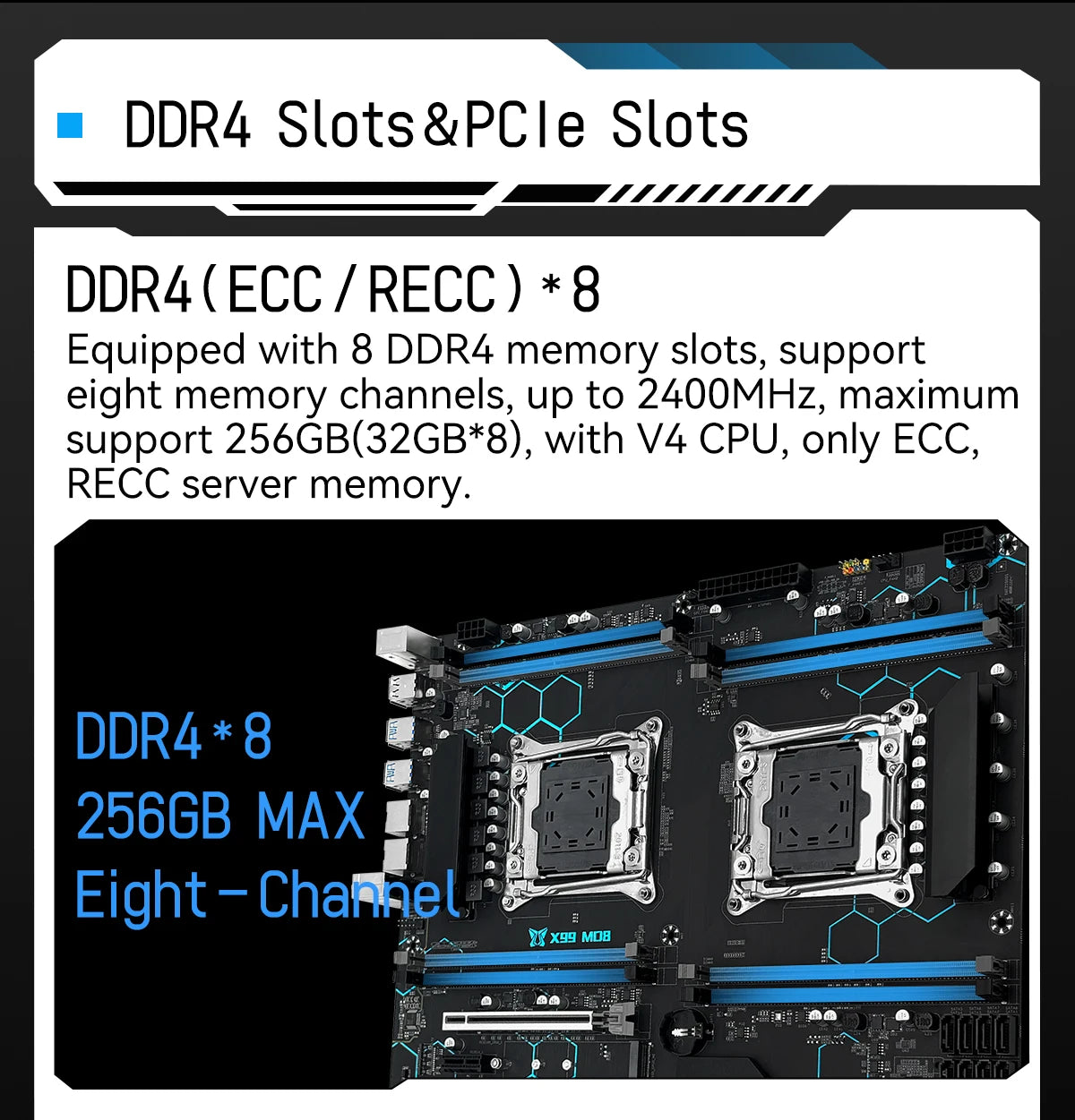 Carte Mère MACHINIST X99 MD8 - LGA 2011-3, Support Dual CPU Xeon V3/V4, DDR4, NVMe M.2, E-ATX