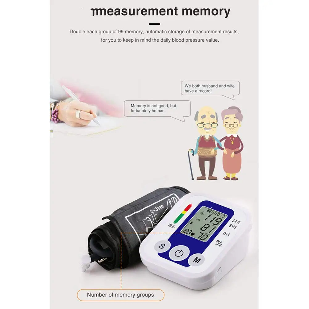 Tensiomètre Électronique à Bras - Moniteur de Pression Artérielle & Fréquence Cardiaque, Écran Digital, Usage Médical Automatique