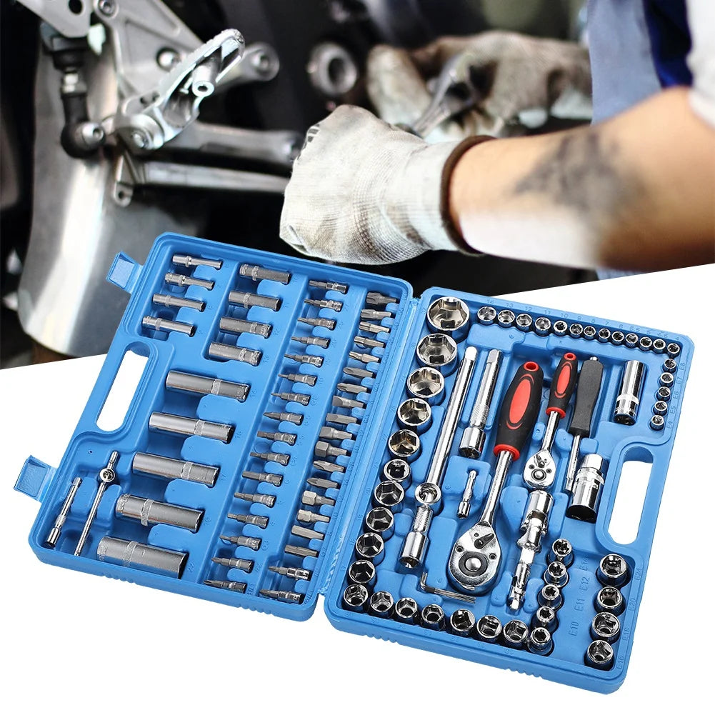 Coffret Clés à Cliquet & Douilles 108 Pièces – Outils de Réparation Auto & Bricolage !
