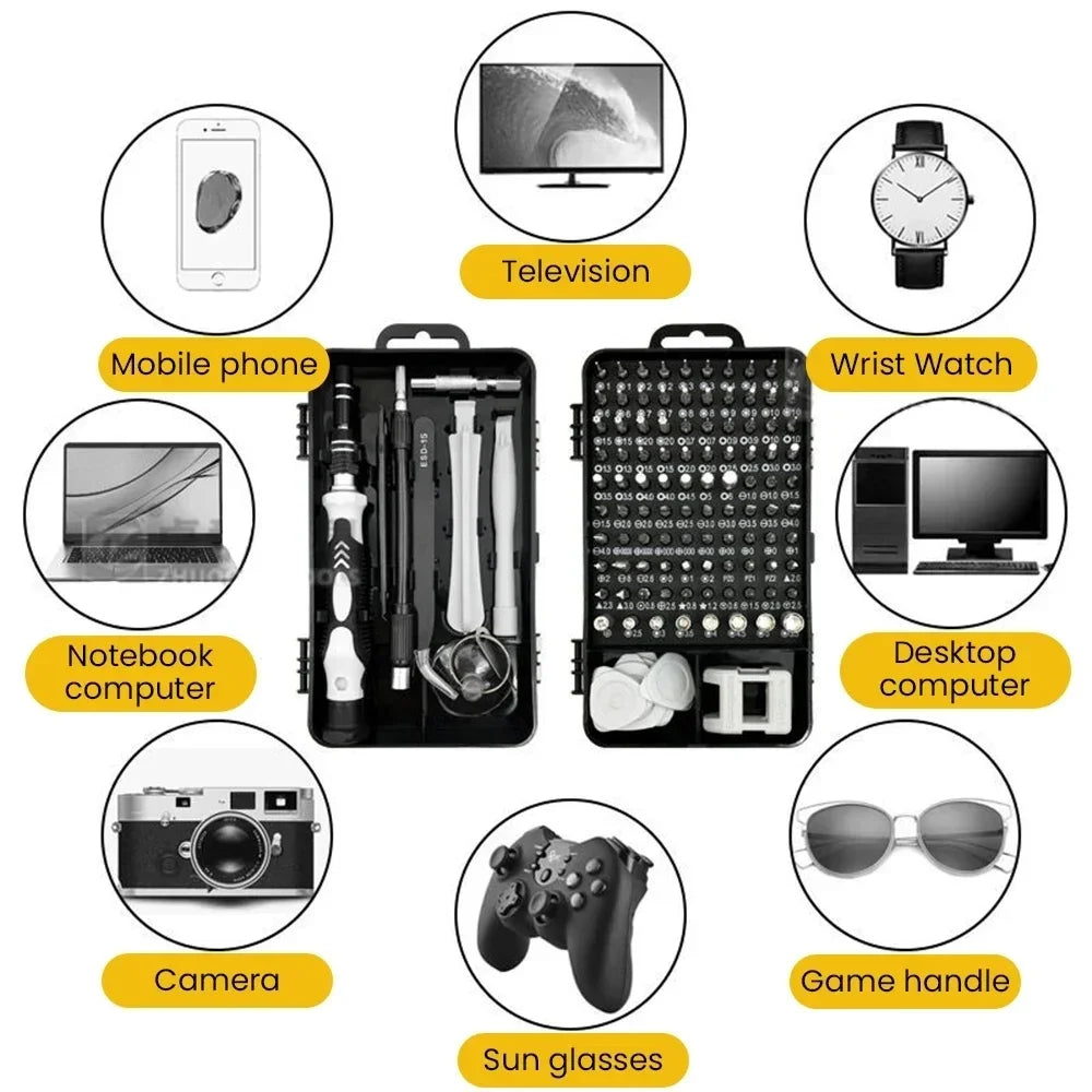 Kit Tournevis de Précision 115 en 1 – Outils Magnétiques Professionnels pour Réparation Électronique !