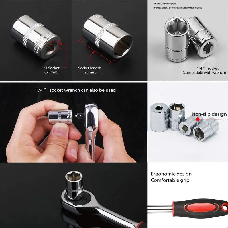 Kit de Douilles à Cliquet 12 Pièces – Outil Indispensable pour la Réparation Auto & Bricolage