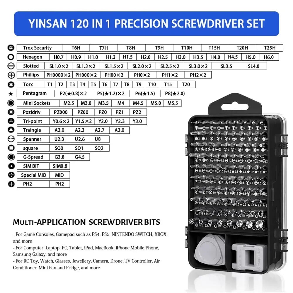 Jeu de Tournevis de Précision 115 en 1 - Outils de Réparation Professionnels Magnétiques pour Électronique, Ordinateurs & Smartphones