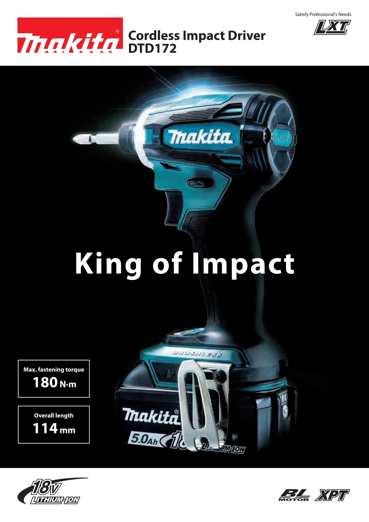 Makita DTD172 - Visseuse à Chocs Sans Fil 18V, Moteur Brushless, Compacte et Puissante