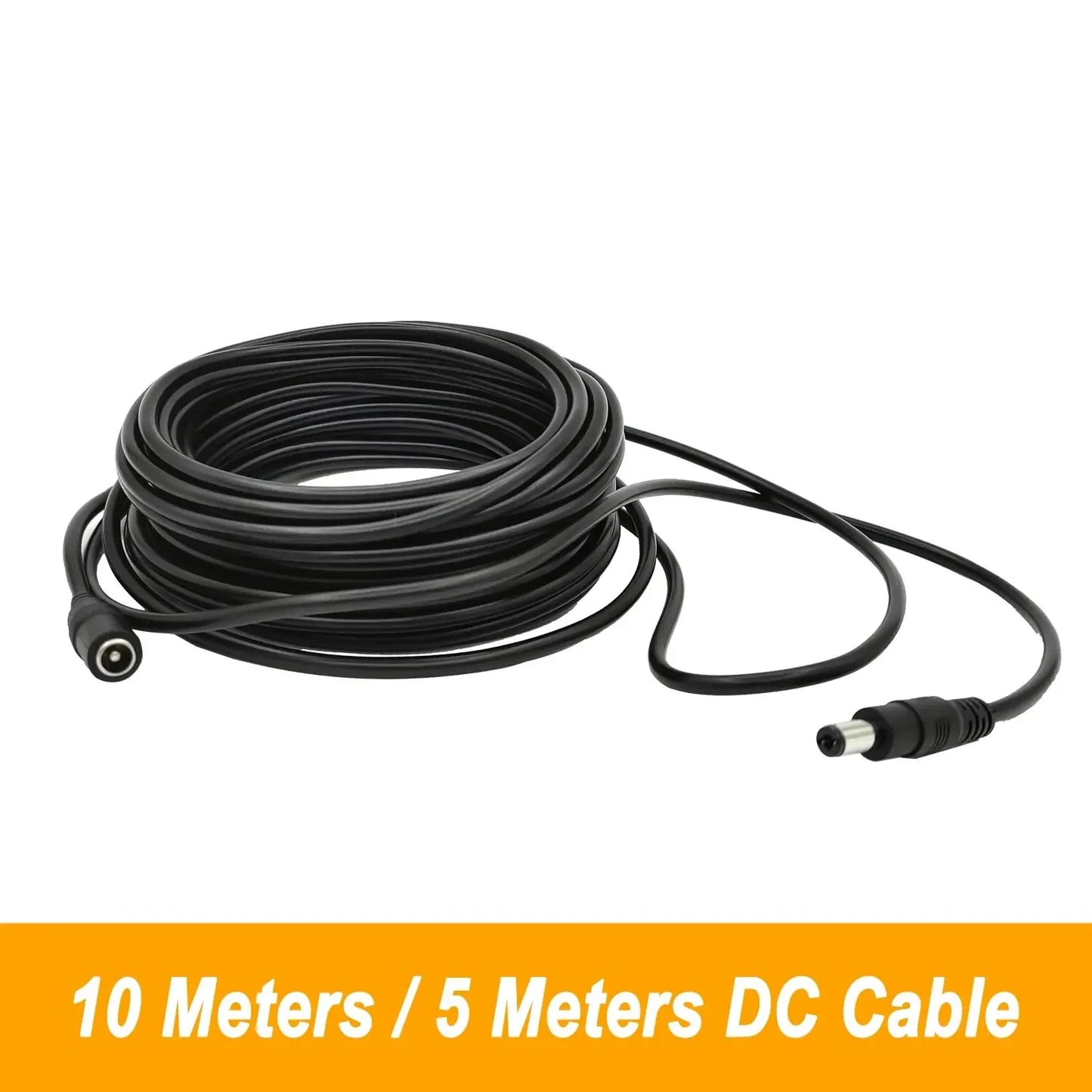 Câble d’Extension d’Alimentation DC 12V - 5M / 10M, Connecteur 5.5mm x 2.1mm, Mâle vers Femelle, Noir